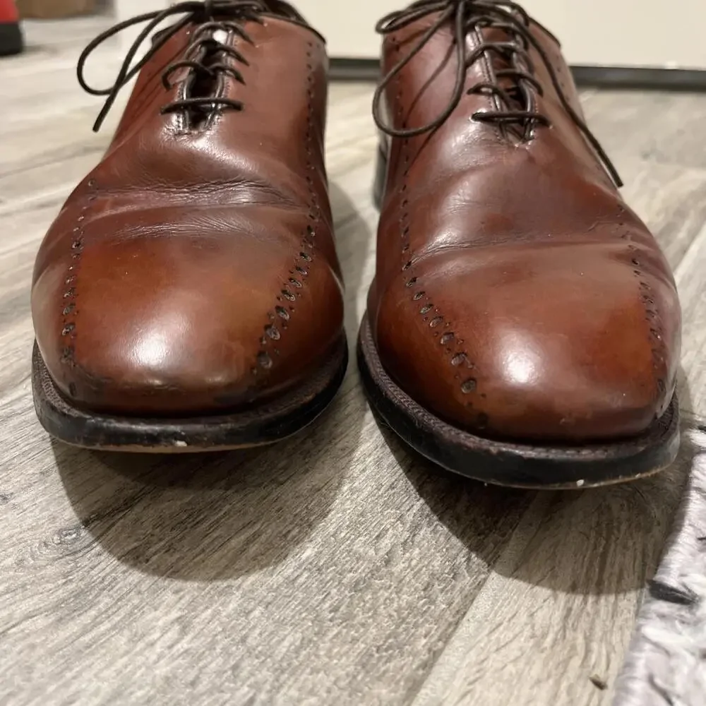 ALLEN EDMONDS HASTINGS CHILI BROWN OXFORD MENS DRESS SHOES SIZE 12C USA GOOD CON